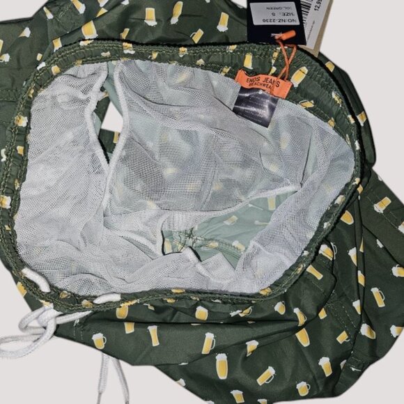 * NWT Green Glasses of Beer Print Trunk Bathing Suit Mens SMALL - Picture 2 of 5